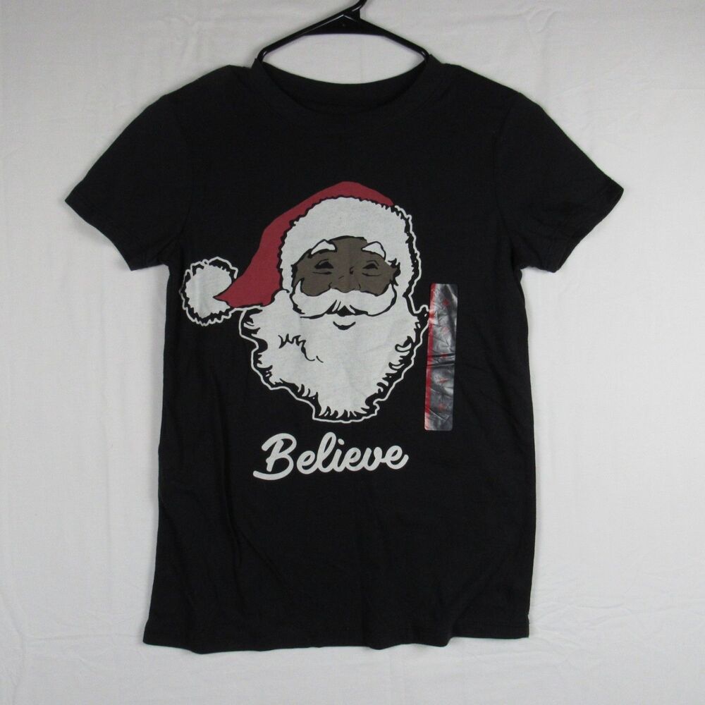 Zoe + Liv Wome's Santa "Believe" T-Shirt, Size XS, Color Black, Christmas